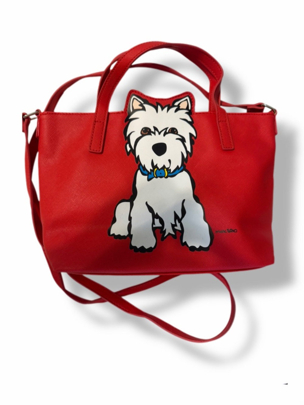 Marc Tetro Westie Dog Red Crossbody Handbag Tote Purse